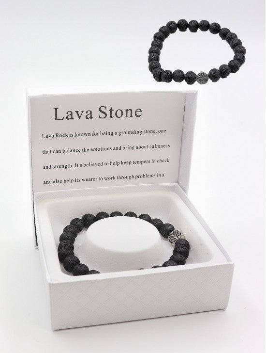 Lava Stone Beaded Bracelets with Gift Box