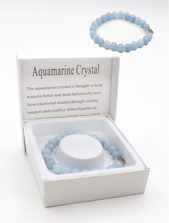 Aquamarine Crystal Beaded Bracelets with Gift Box