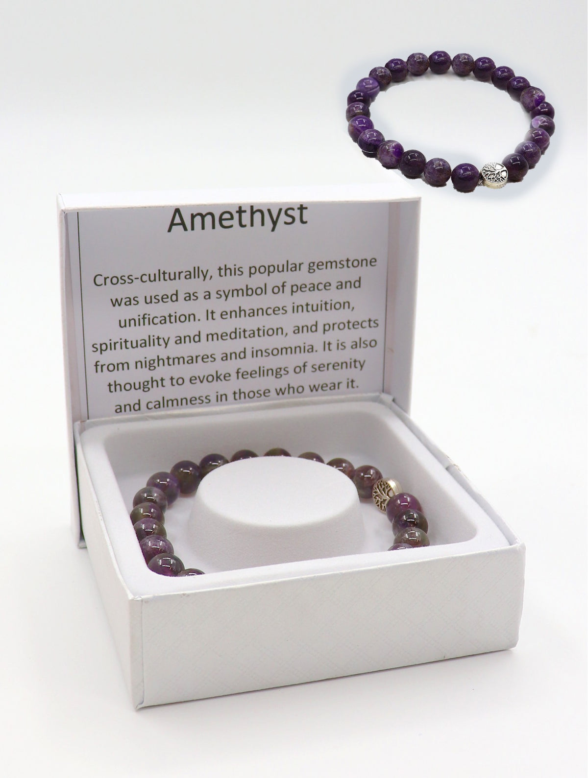 Purple Amethyst Beaded Bracelets with Gift Box