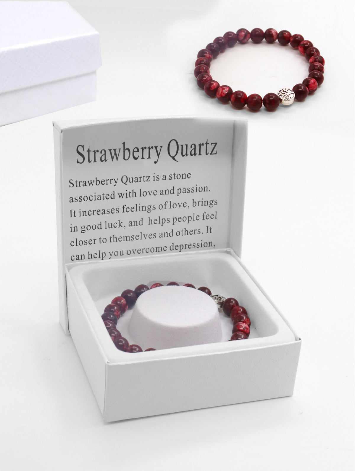 Strawberry Quartz Beaded Bracelets with Gift Box