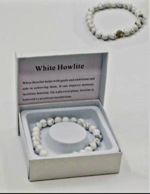 White Howlite Beaded Bracelets with Gift Box
