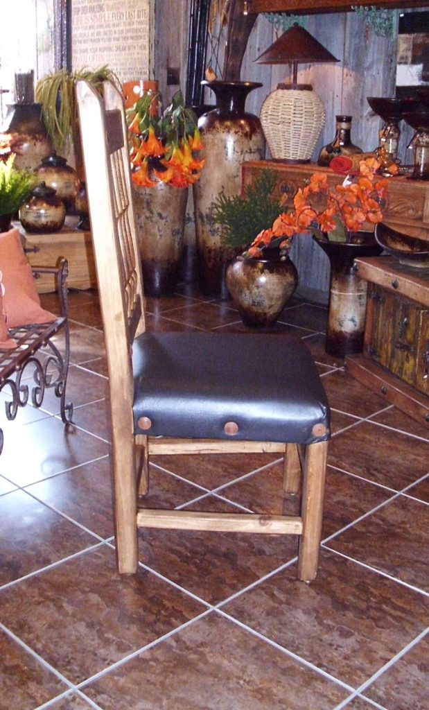 Mexican dining chair with leather seat - Birdie’s Nest Inc 