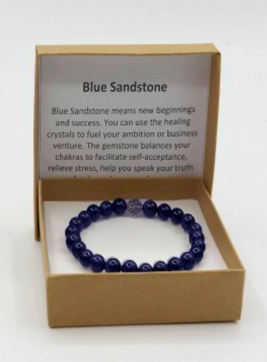 Blue Sandstone Beaded Bracelets wih Gift Box