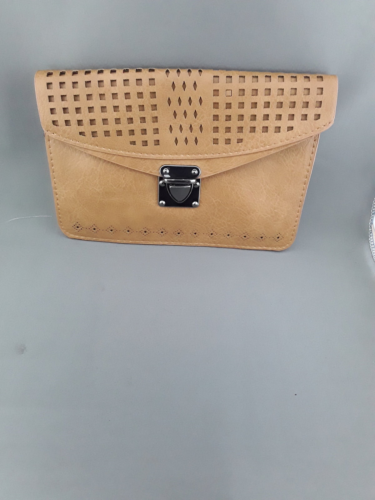 Faux Leather Clutch With Strap