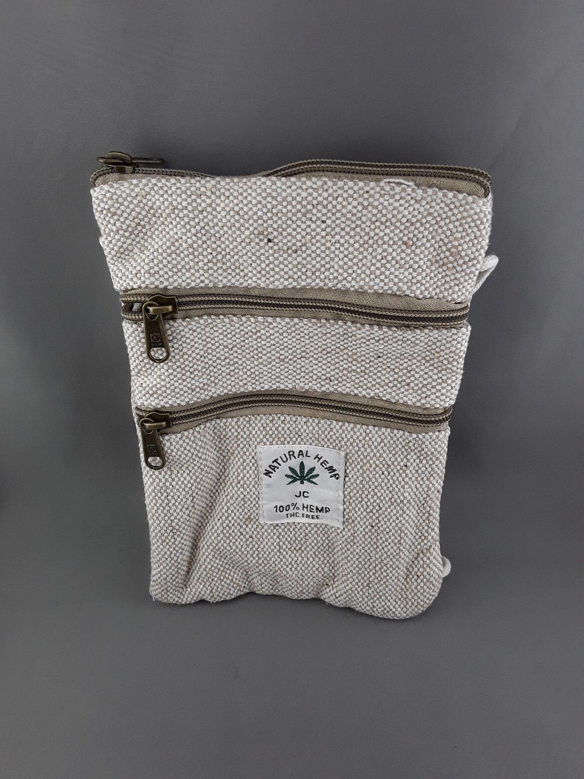 Small Three Zippered Crossbody Hemp Bags (Fleck)