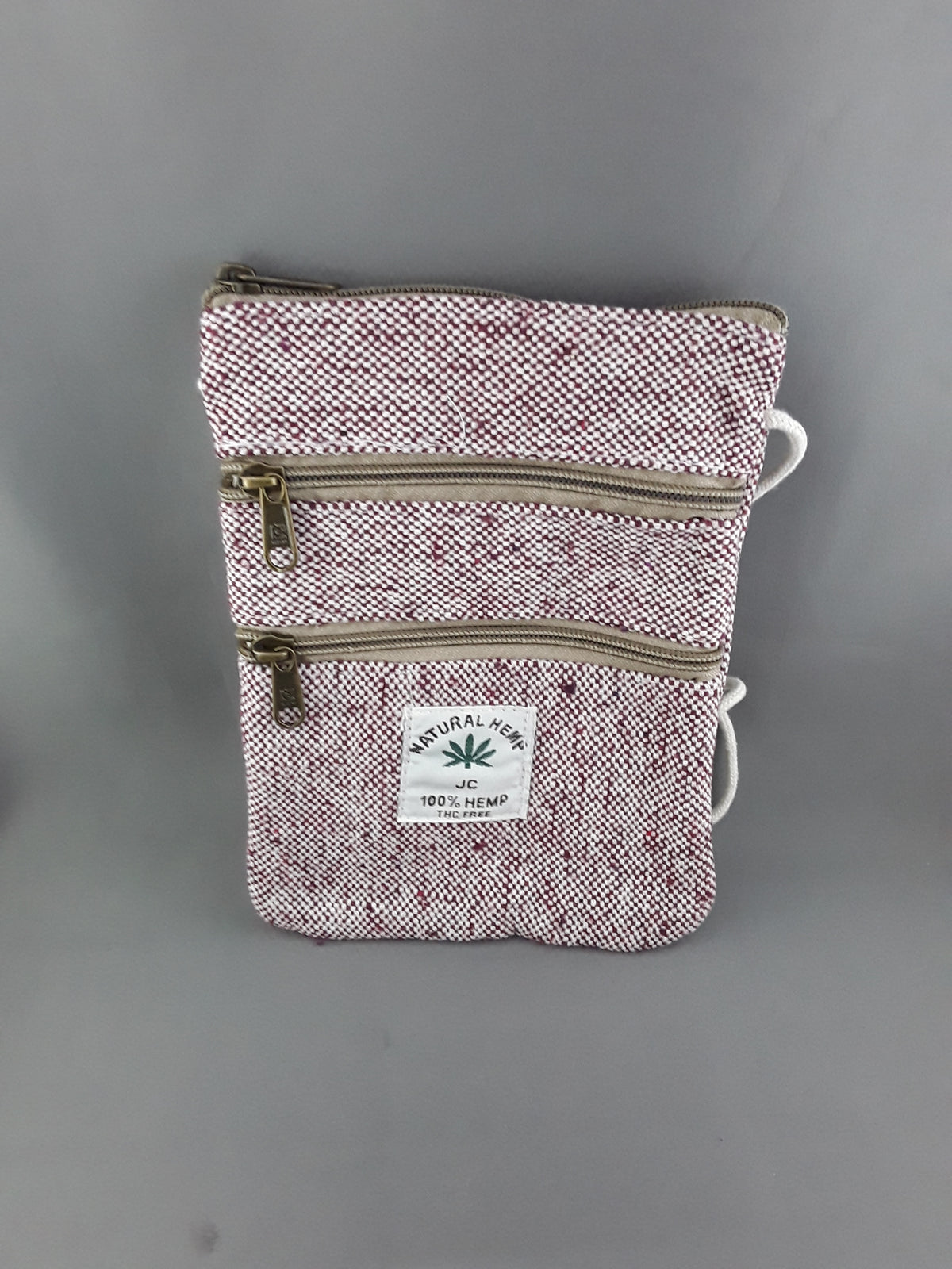 Small Three Zippered Crossbody Hemp Bags (Fleck)