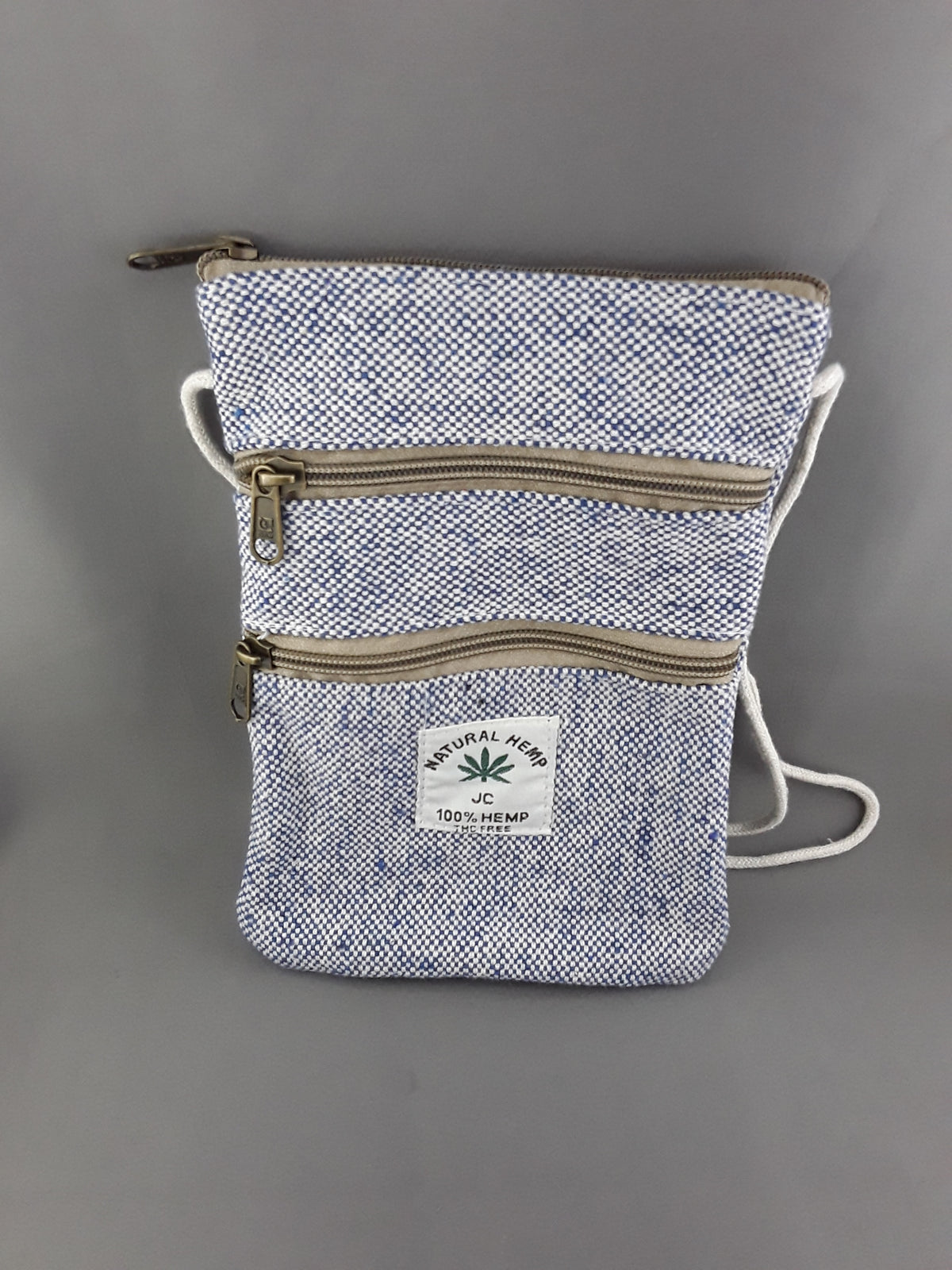 Small Three Zippered Crossbody Hemp Bags (Fleck)