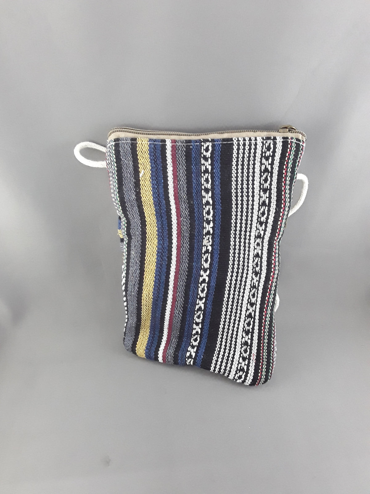 Small Three Pocket Crossbody Hemp Bags (Striped)