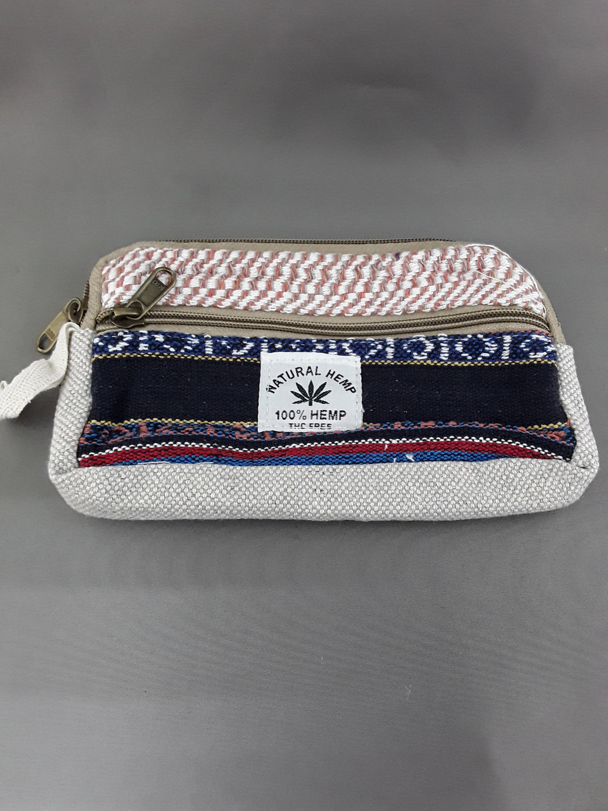 Multi-Coloured Two Zippered Hemp Bags (Striped)