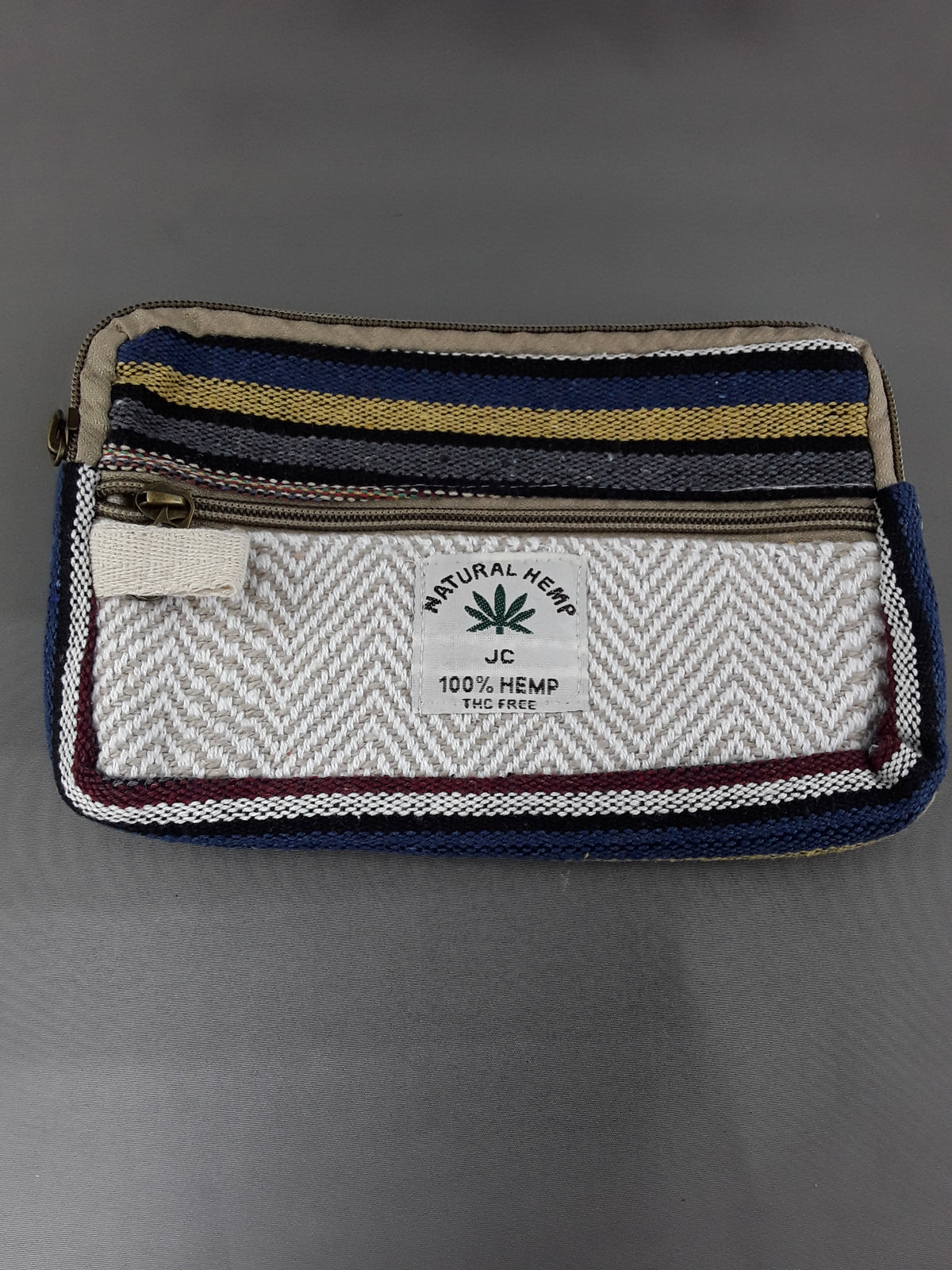 Multi-Coloured Two Zippered Hemp Bags (Striped)