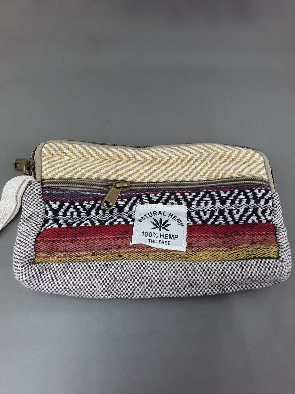 Multi-Coloured Two Zippered Hemp Bags (Striped)