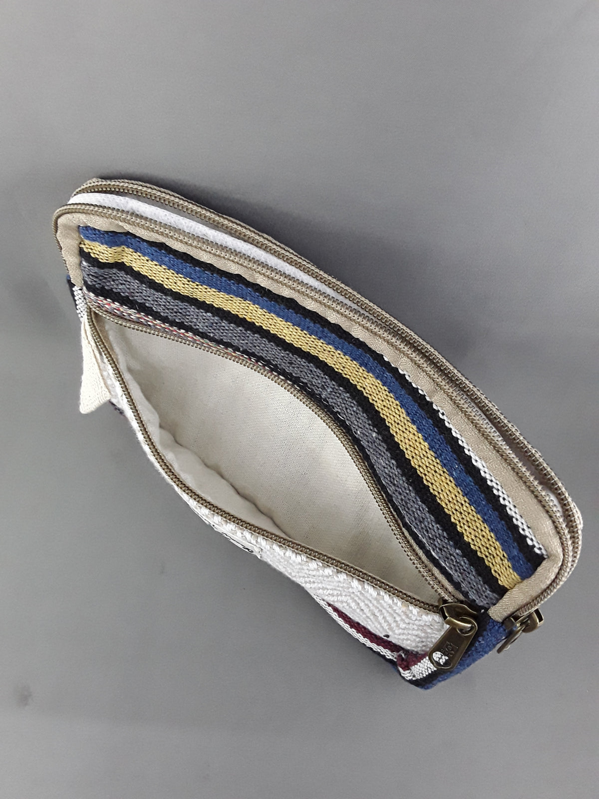 Multi-Coloured Two Zippered Hemp Bags (Striped)