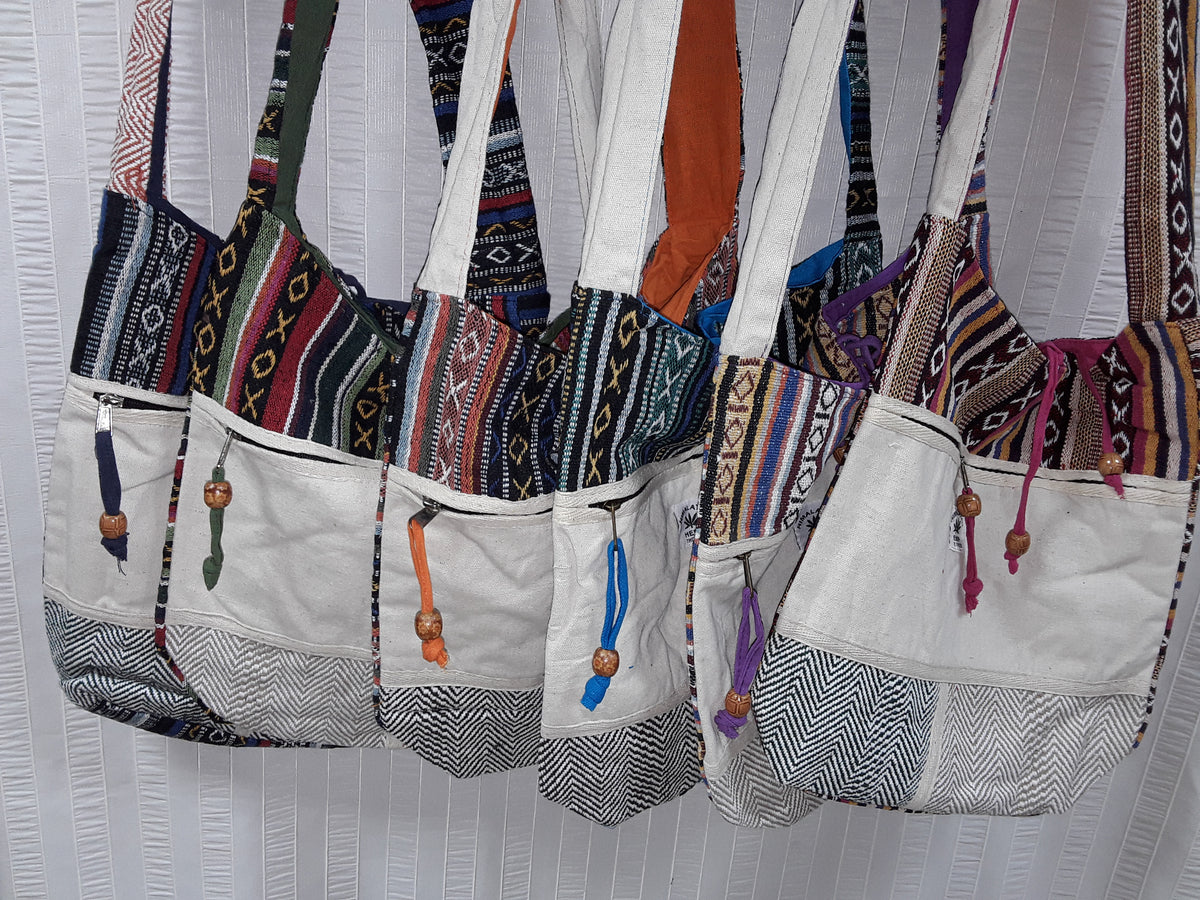 Brightly Coloured Hemp Messenger Bags