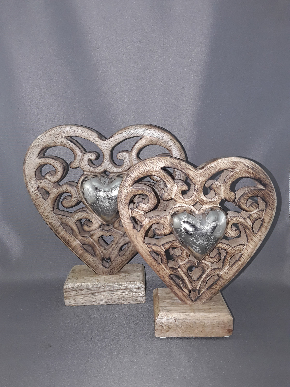 Wood Heart with Metal Center