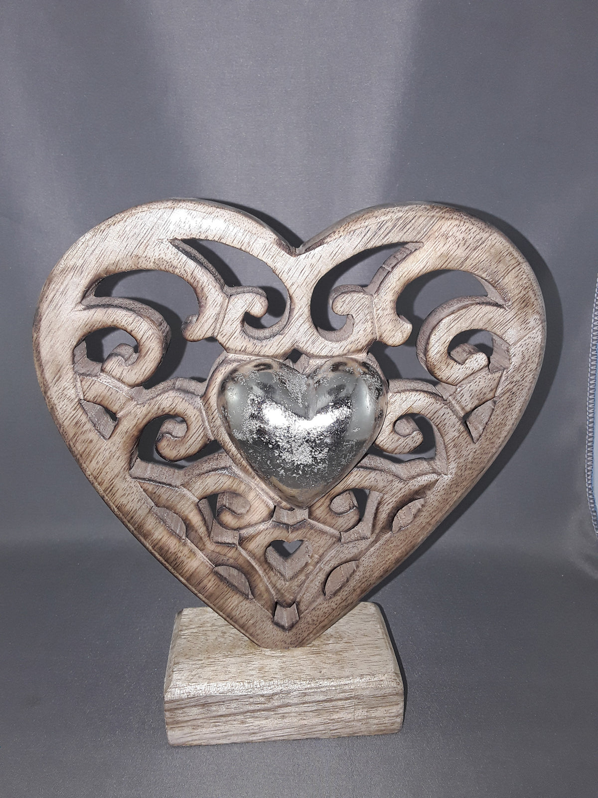 Wood Heart with Metal Center