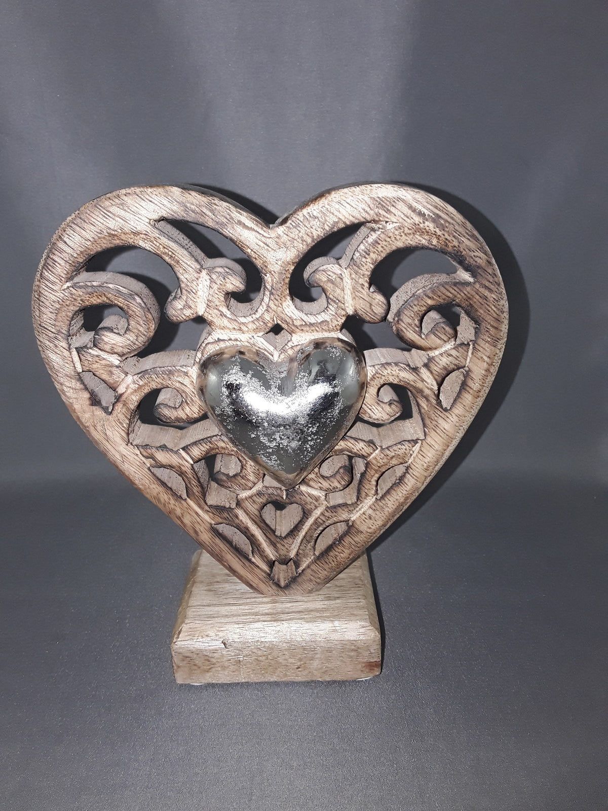 Wood Heart with Metal Center