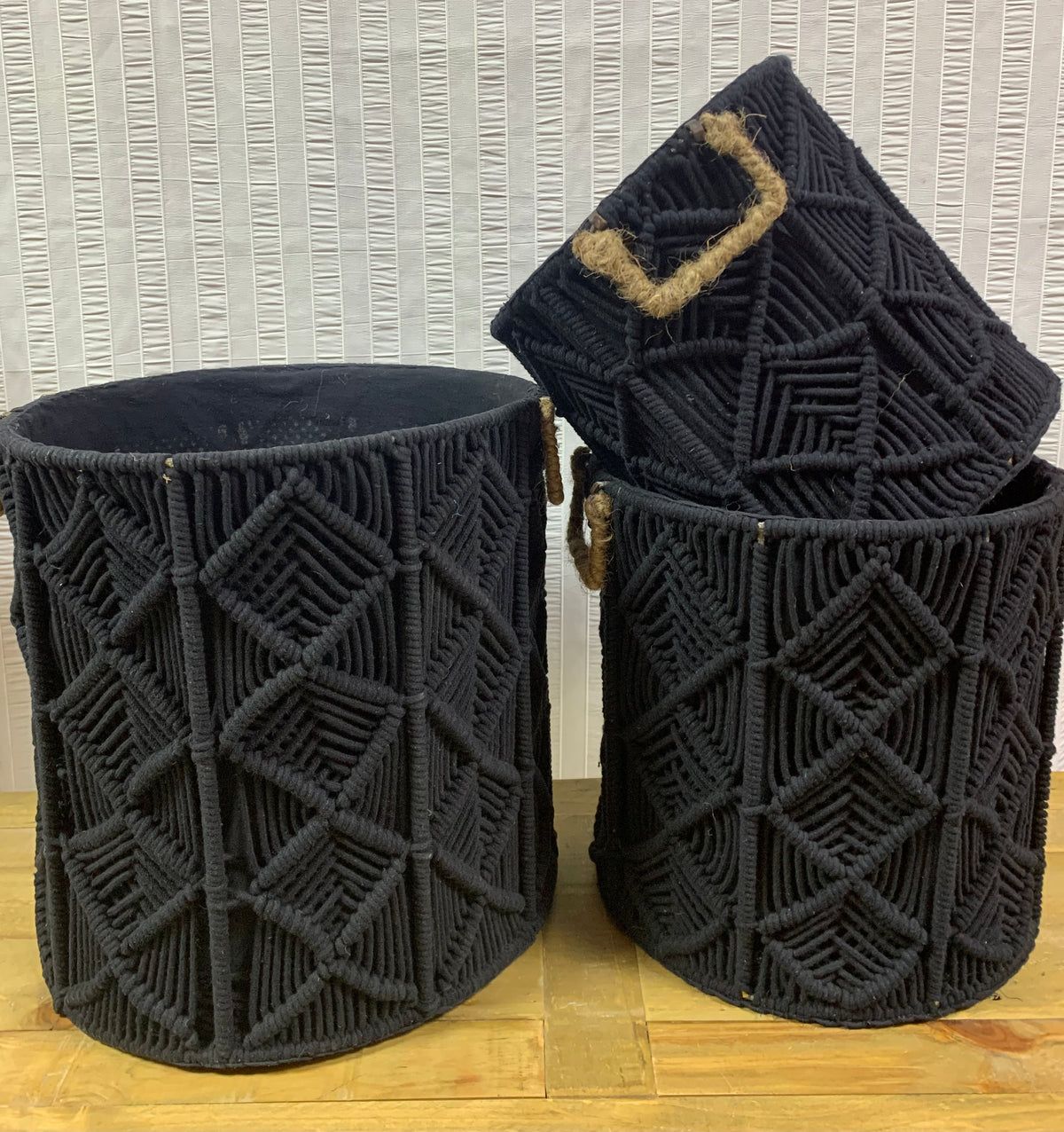 Macrame Baskets from India/BLACK