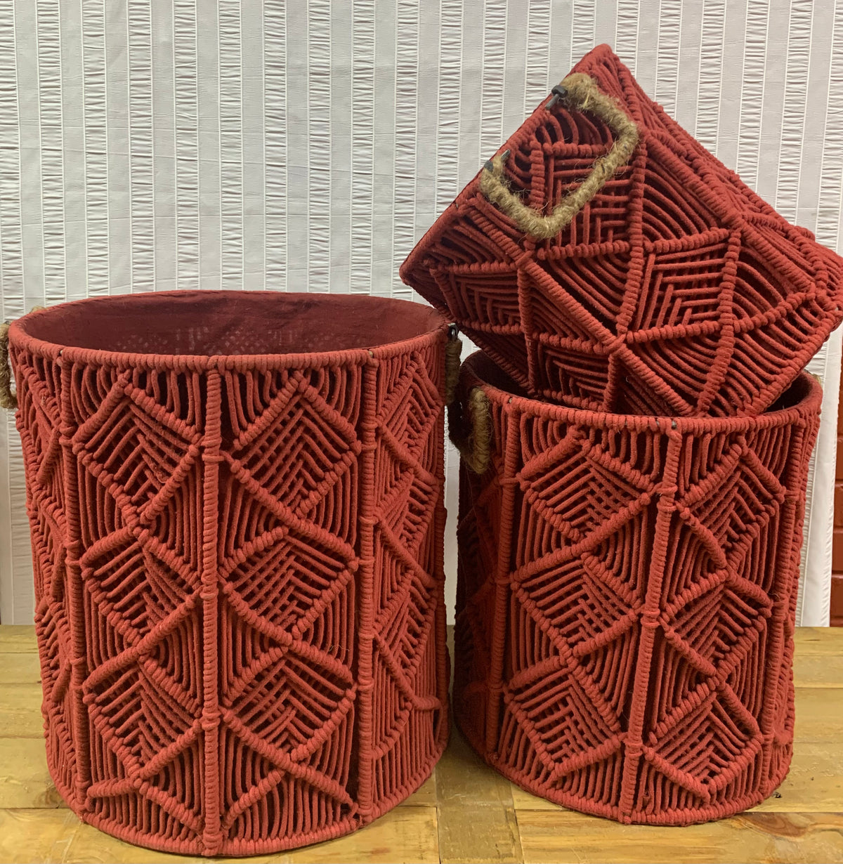 Macrame Baskets from India/RED