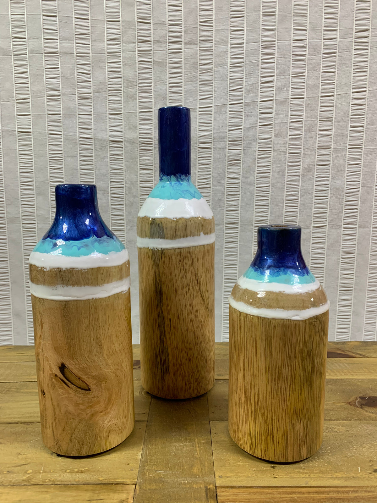 Acacia Wood Decor Bottles/India /3 Sizes