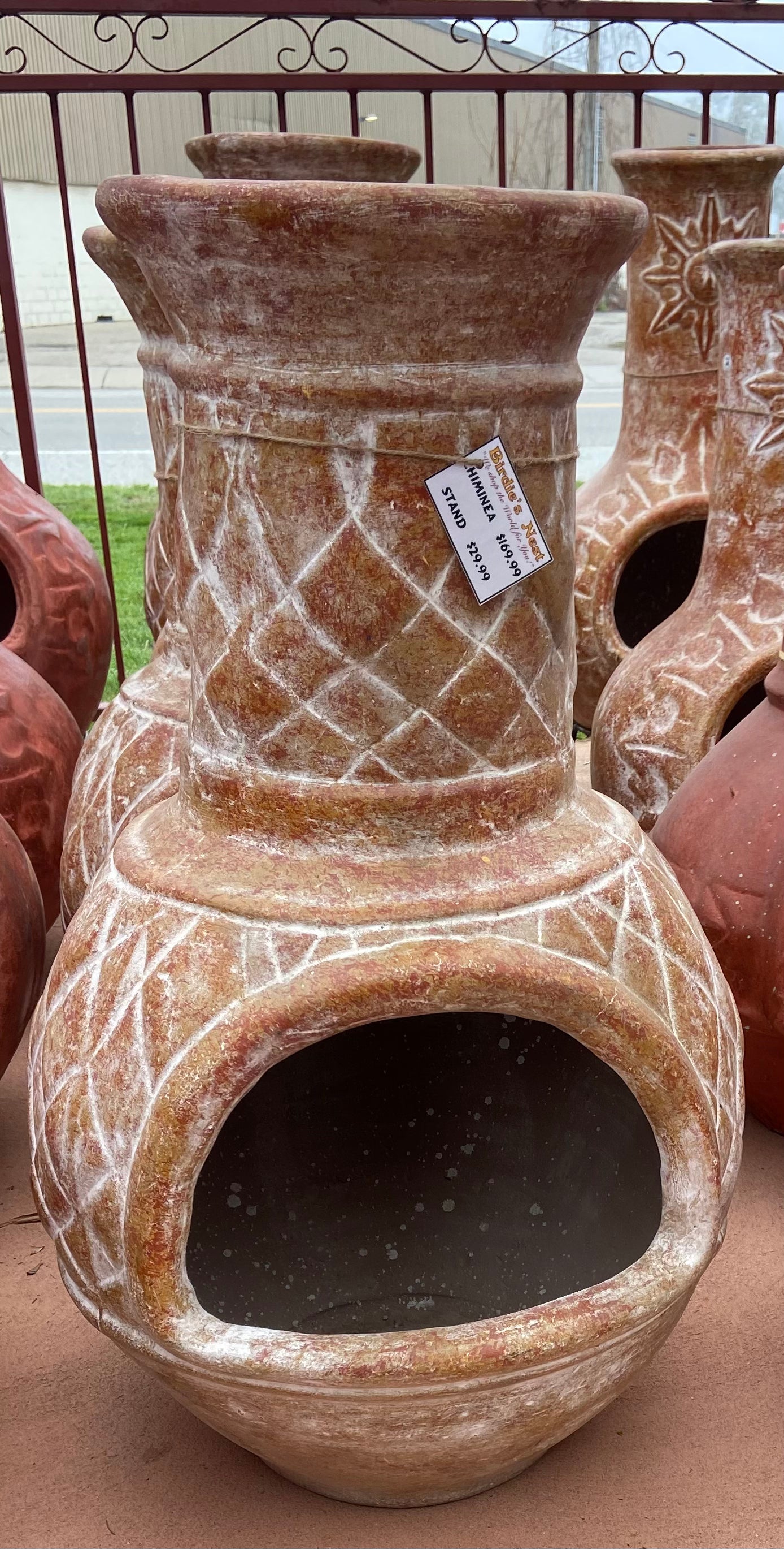 Basket Weave Clay Chimineas