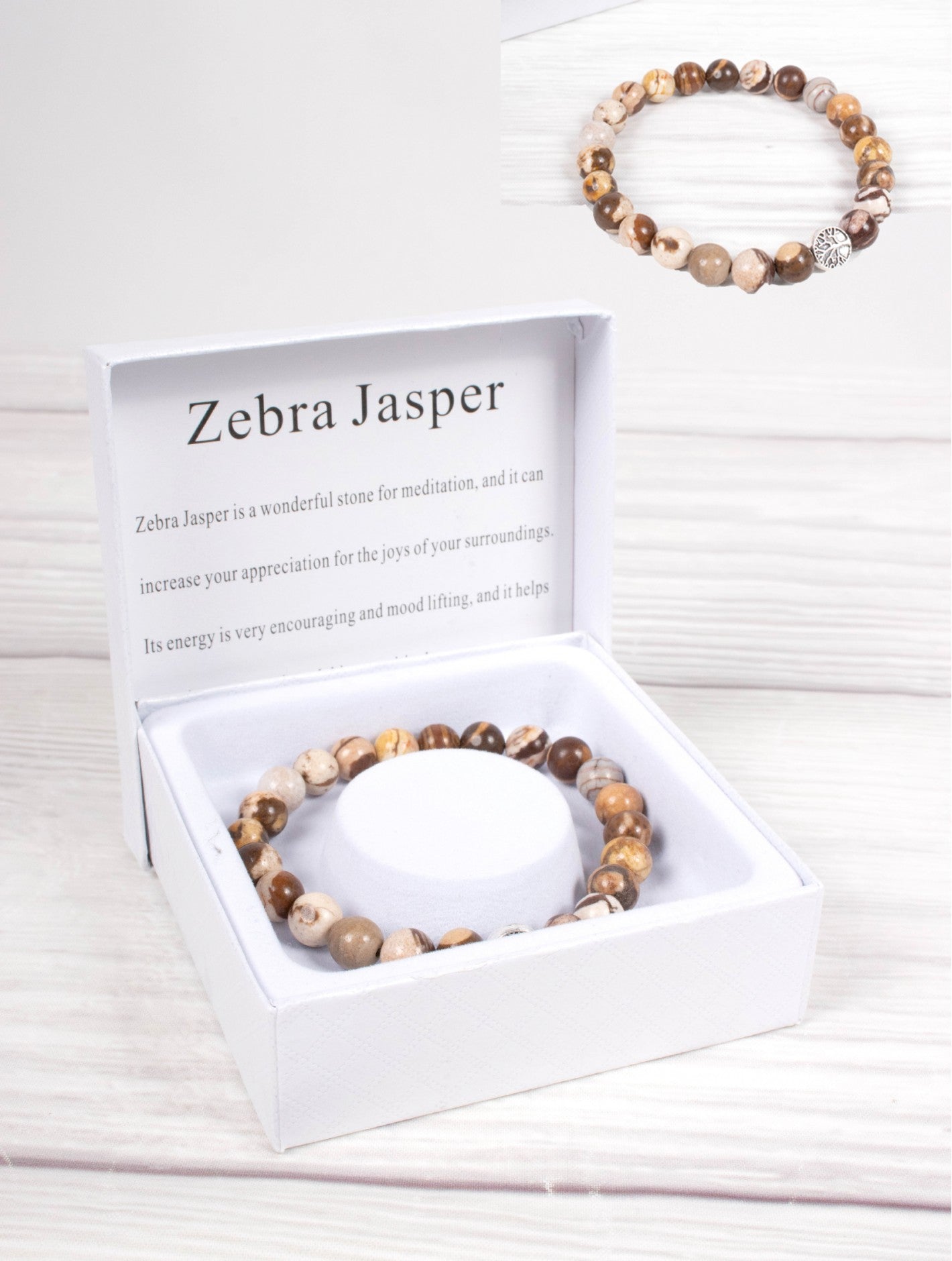Zebra Jasper Beaded Bracelets with Gift Box - Birdie’s Nest Inc 