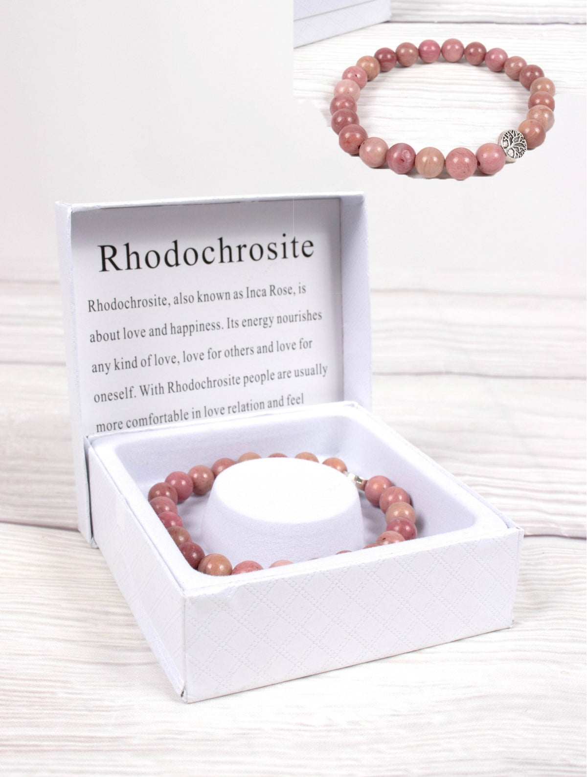 Rhodochrosite Beaded Bracelets with Gift Box