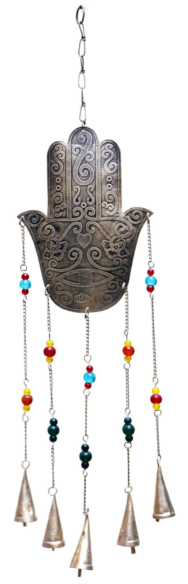 Iron Bell Chimes - Hamsa Etched