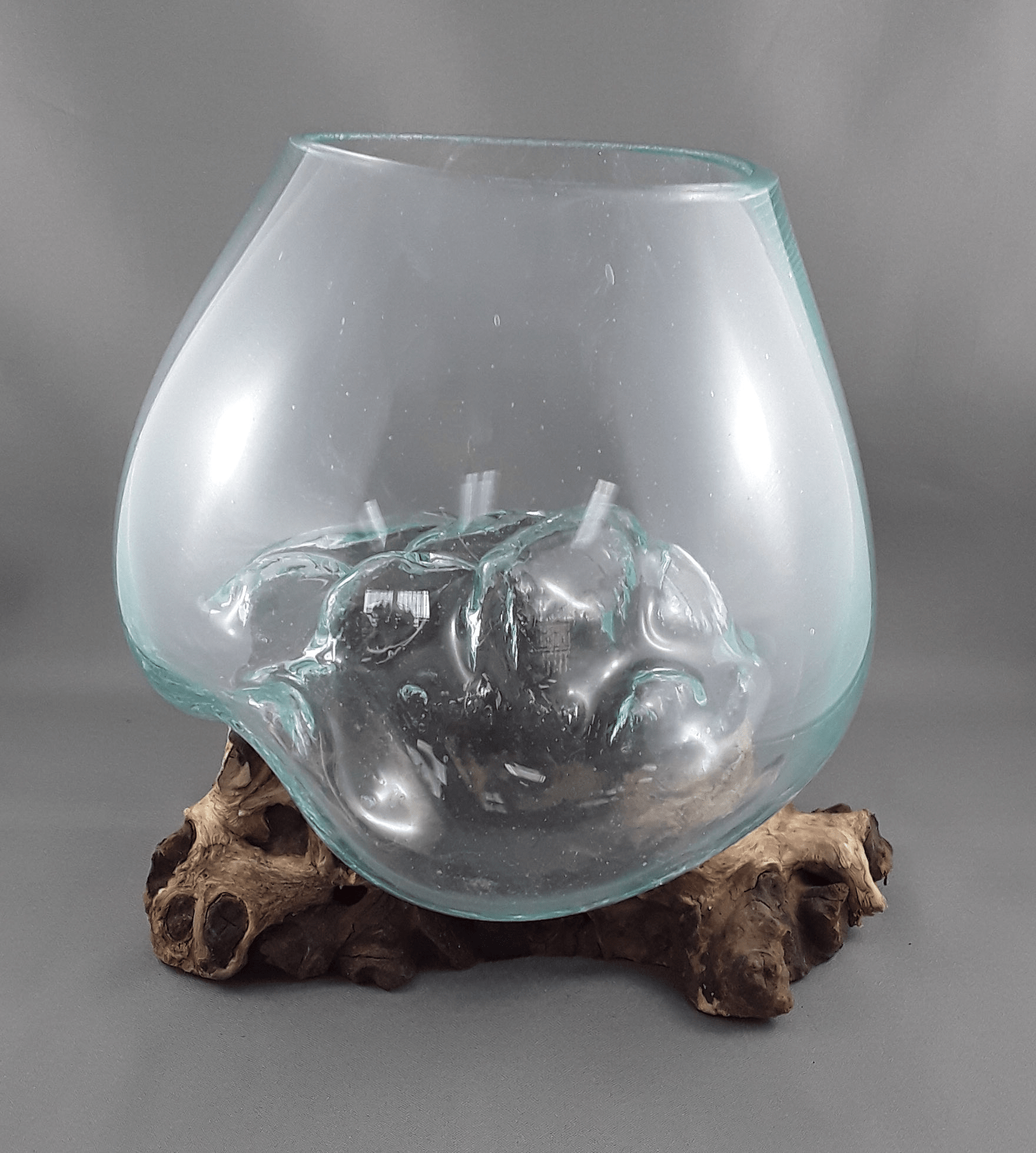 Gamal root base with glass vase - Birdie’s Nest Inc 