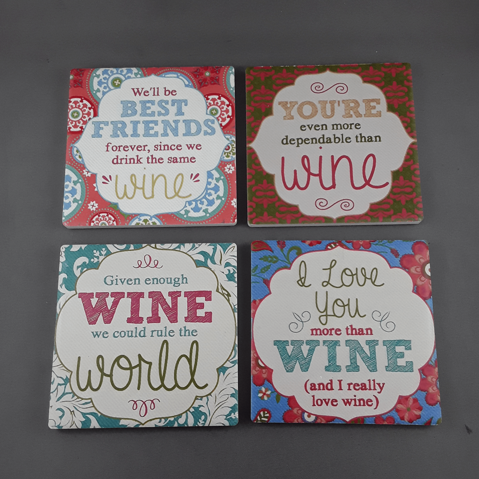 Set of 4 wine coasters - Birdie’s Nest Inc 