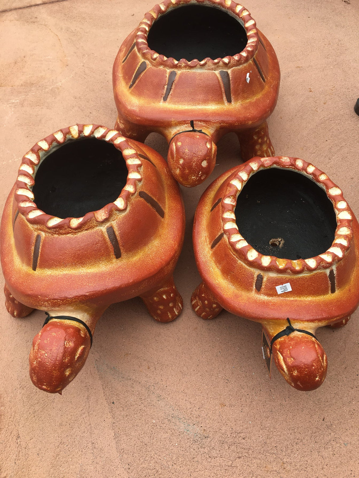 Orange With Brown Accent Clay Planters/Turtles