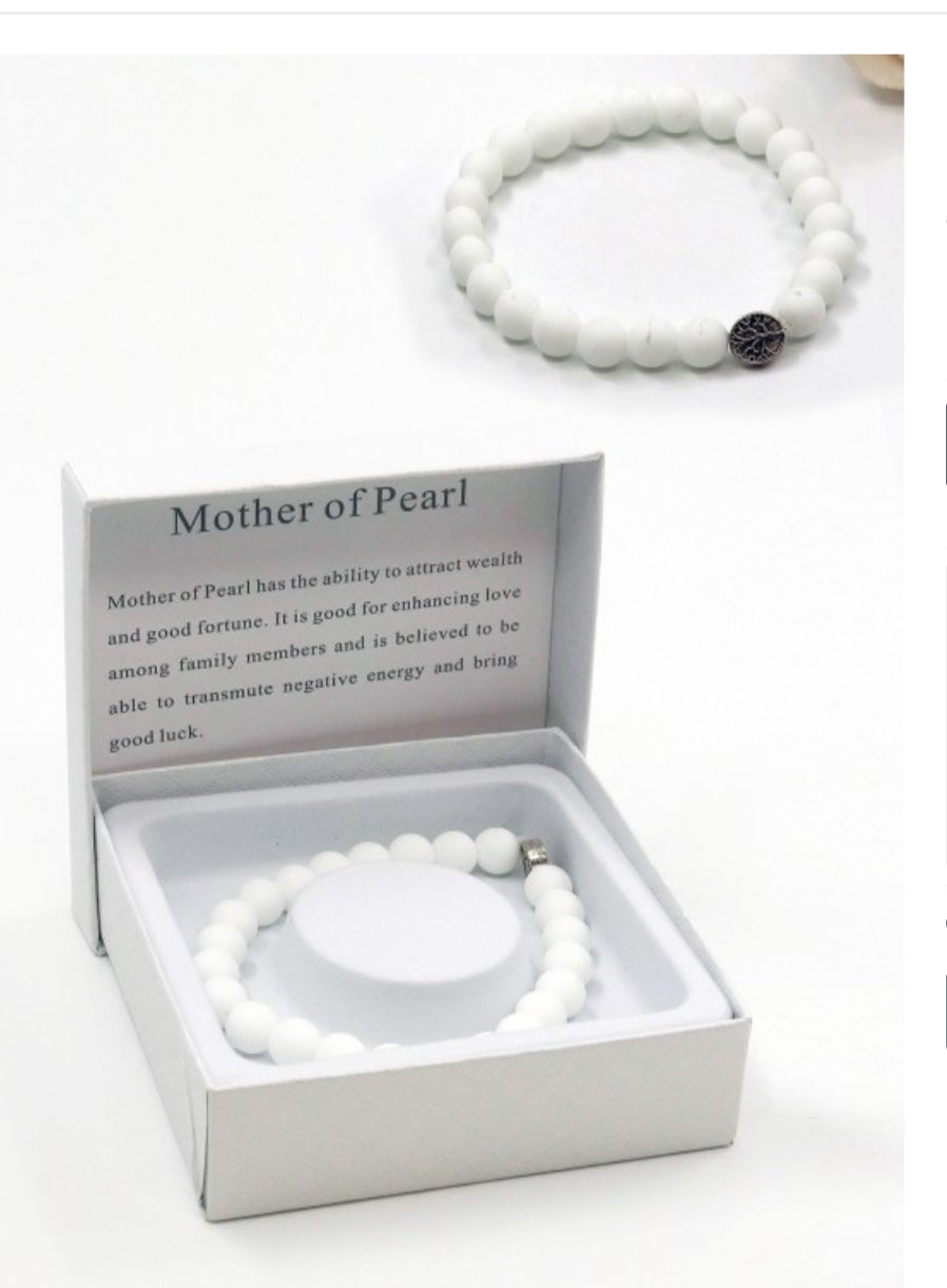 Mother of Pearl Beaded Bracelets with Gift Box.