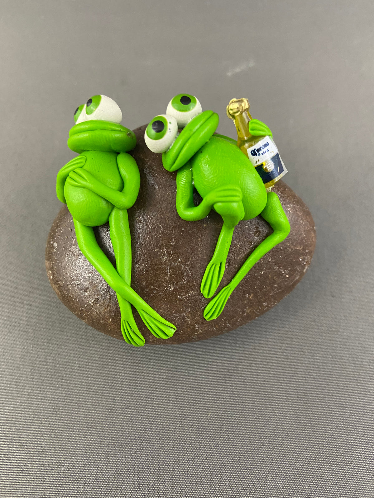 “Beer Buddies” Frogs on Rock