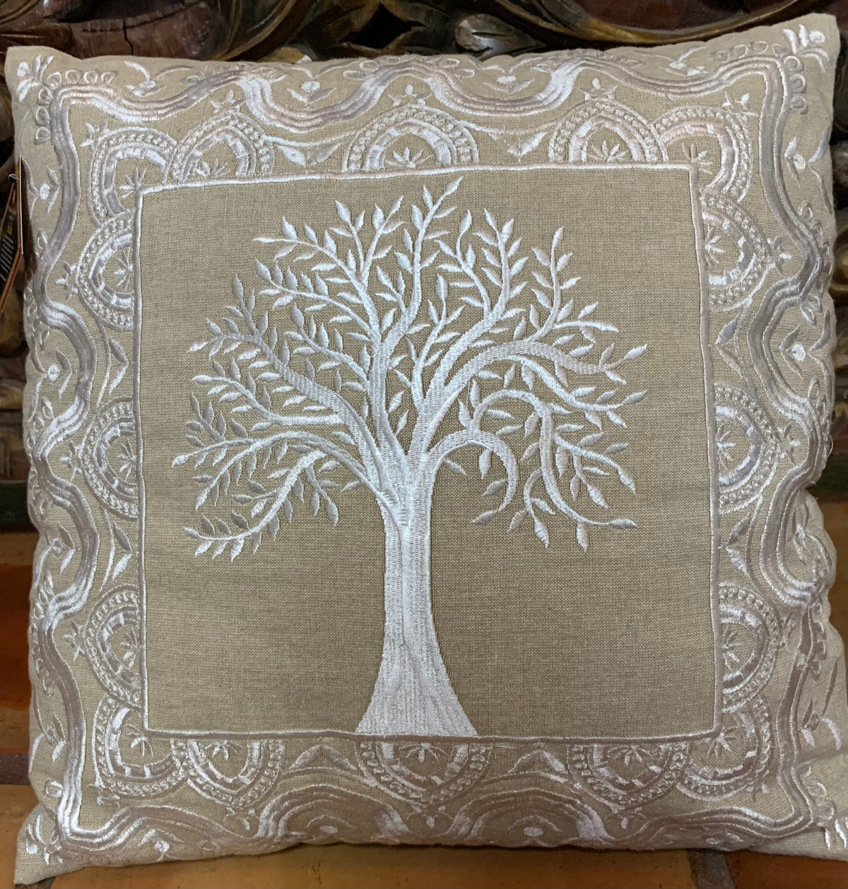 Tree of Life Cushions/Sand&amp;White