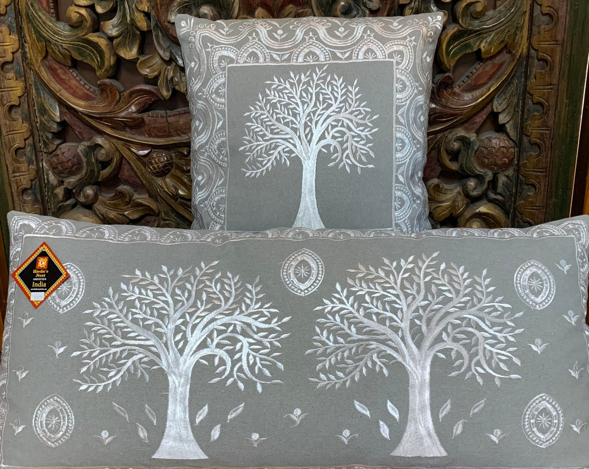 Tree of Life Cushions/Grey&amp;White