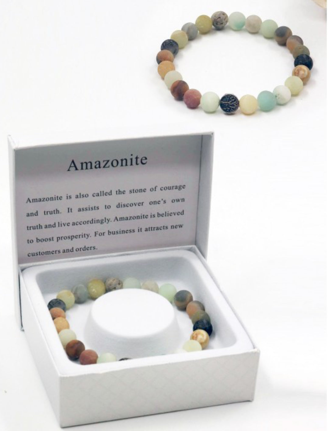 Amazonite Blessing Bead Bracelets with Gift Box