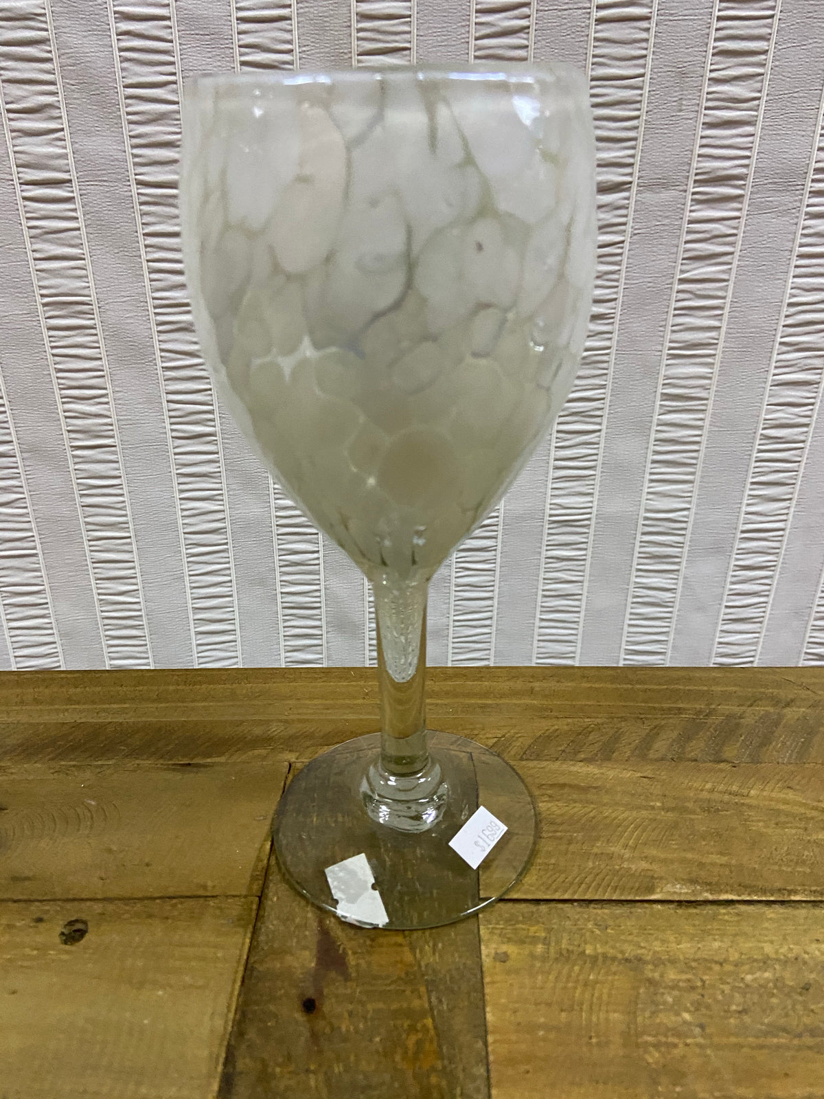 Mexican Hand Blown Wine Glasses/White Lustre
